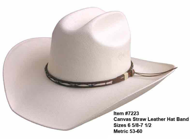 CANVAS STRAW W/ LEATHER HAT BAND,CATTLEMAN MED CROWN
