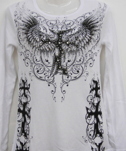 White Cross and Wings LS