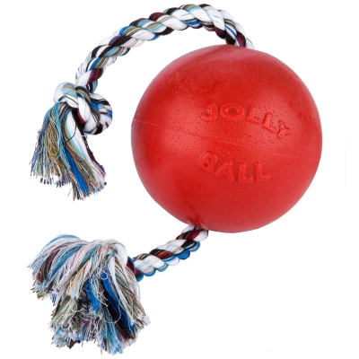 Jolly Pets Romp And Roll Dog Toy With Rope