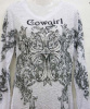 White Burnout Long Sleeve 3 Crosses Cowgirl Top